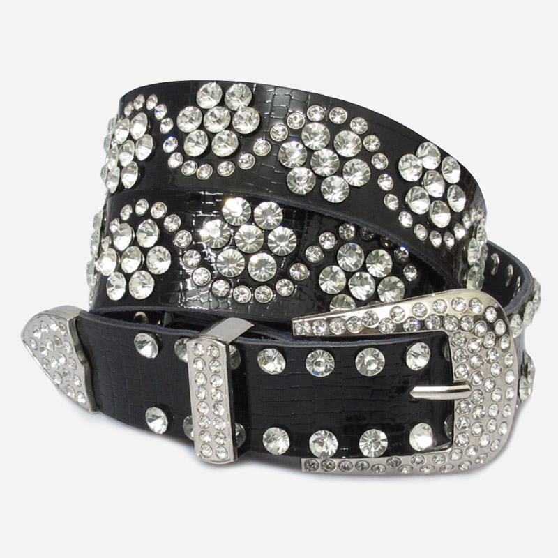 Women's genuine leather personalized flower sparkling rhinestone strap cowhide belt decoration belt