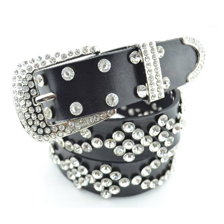 Women's genuine leather pin buckle strap fashion rhinestone cowhide wide belt waist of trousers female belt strap