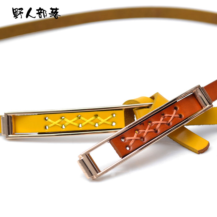 Women's genuine leather strap tieclasps of fine cowhide fashion candy all-match casual clothing thin belt