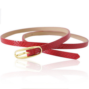 Women's genuine leather thin belt female all-match serpentine pattern cowhide strap Women fashion decoration