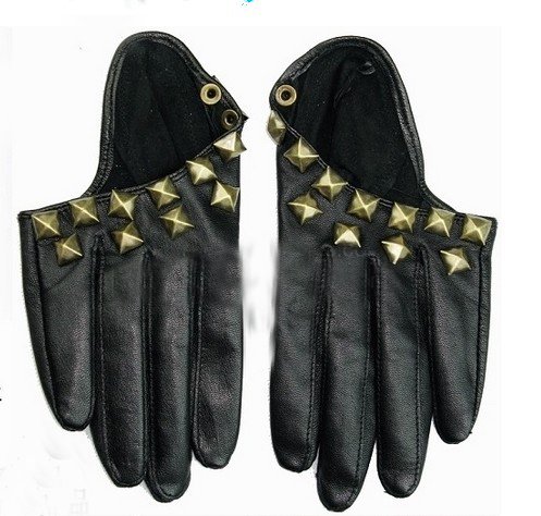 Women's gloves fashion punk gloves, faux leather half-Half palm glove for party ,Free shipping