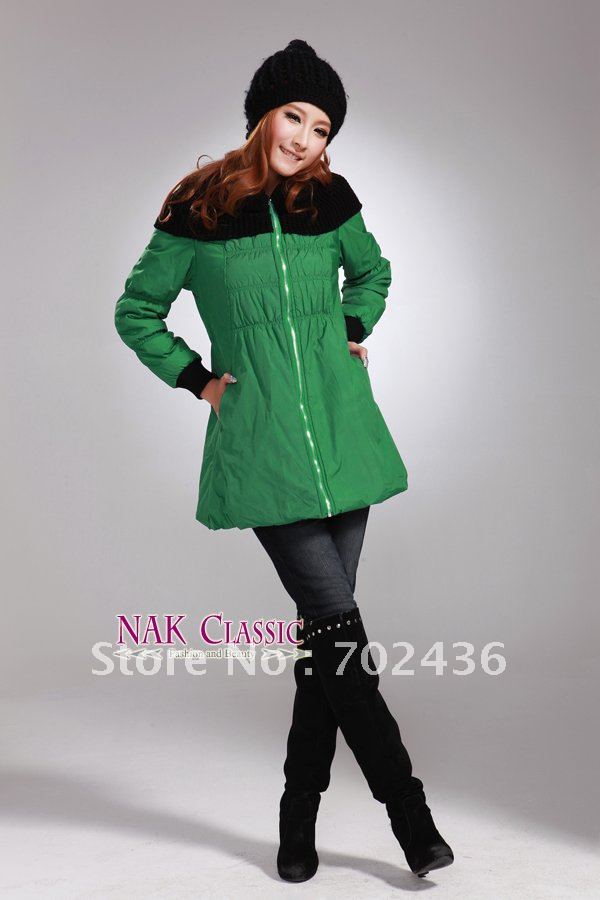 Women's Green Slim Fit Cotton-padded Jacket Coat SIZE M L XL