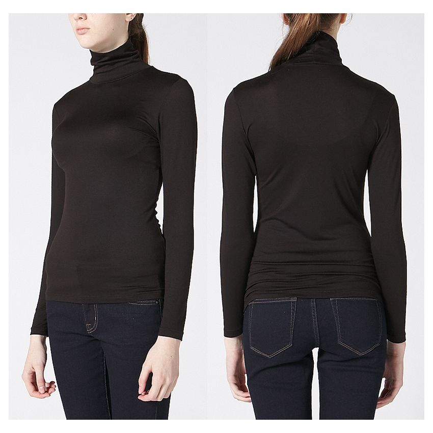 Women's heattech two turn-down collar turtleneck t-shirt basic shirt thermal underwear uniqlo UNIQLO