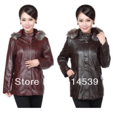 Women's Hooded Imitation Leather Warm Fur Coat Skin Lambs Wool. ak00040