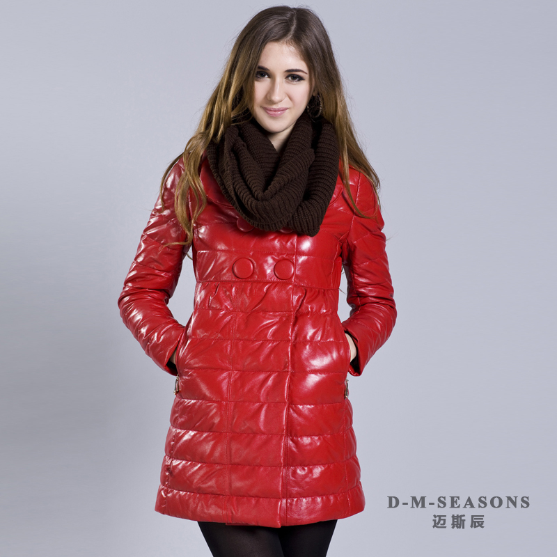 Women's hooded sheepskin genuine leather down coat leather clothing outerwear d7169