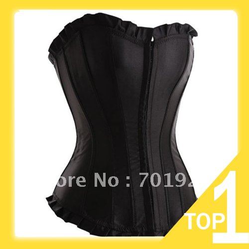 Women's Hot Sexy Bones Satin Waist Underbust Gothic Brocade Corset body lift shaper Bustier G-String Free Shipping Y2582