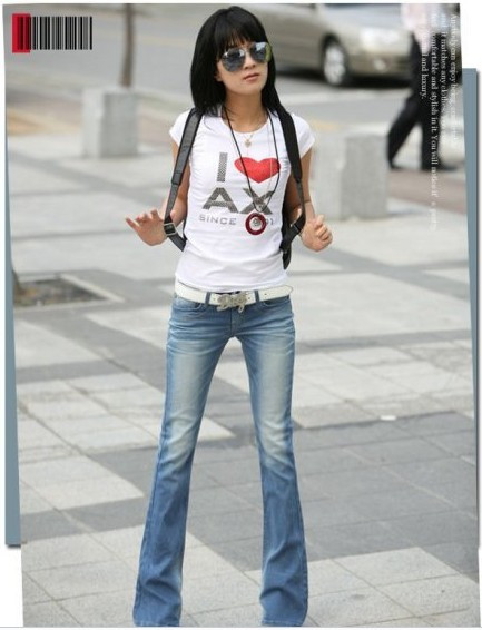 Women's jeans fashion OL outfit bell-bottom women's quality slim jeans trousers