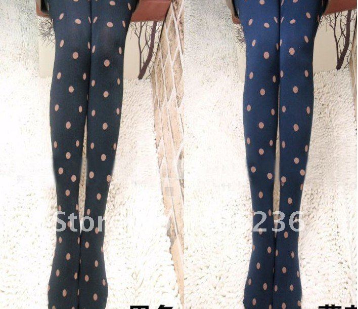 Women's Korean Vintage Fashion Polka Dots Warm Tights   B1141