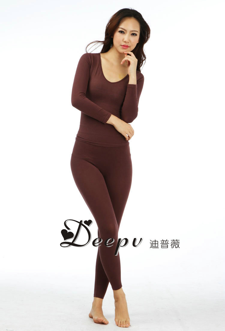 Women's lace decoration thin beauty care tight-fitting sexy thermal underwear modal o-neck set women's twinset