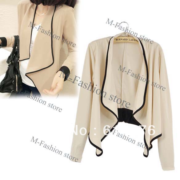 Women's Ladies Long Sleeve shoulder pad All-Match Loose Short Jacket Coat Free shipping 7983