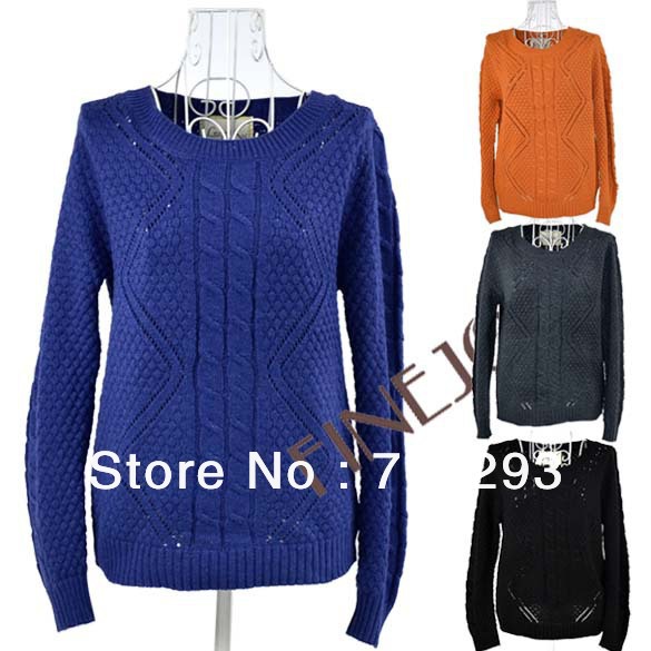 Women's Ladies Round Neck Knitted Pullover Jumper Casual Loose Sweater Knitwear free shipping 9221