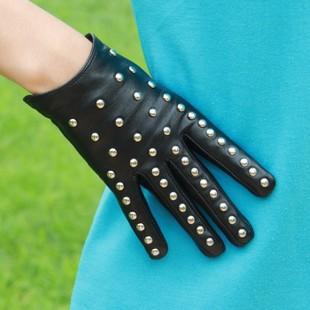 Women's leather gloves fashion rivet punk mantianxing women's genuine leather sheepskin gloves Free Shipping