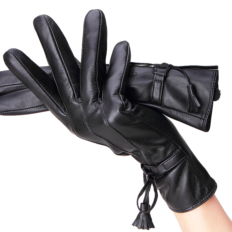 Women's leather gloves thermal winter fashion genuine leather sheepskin gloves g52055