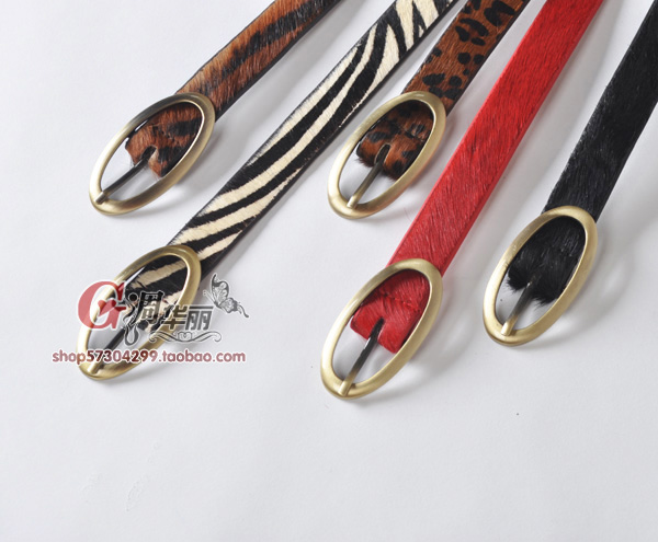 Women's leopard print genuine leather belt strap women's horsehair high quality 0092