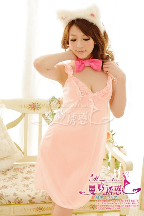 Women's lingerie sexy nightgown lace transparent long nightgown deep V-neck racerback