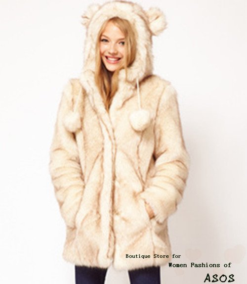 Women's long faux fur coat with lovely cap decoration for asos free shipping for epacket and china post air mail