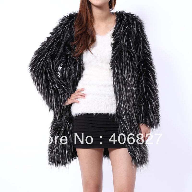 women's long-sleeved coat faux fur leather jacket grass female cardigan W120a001