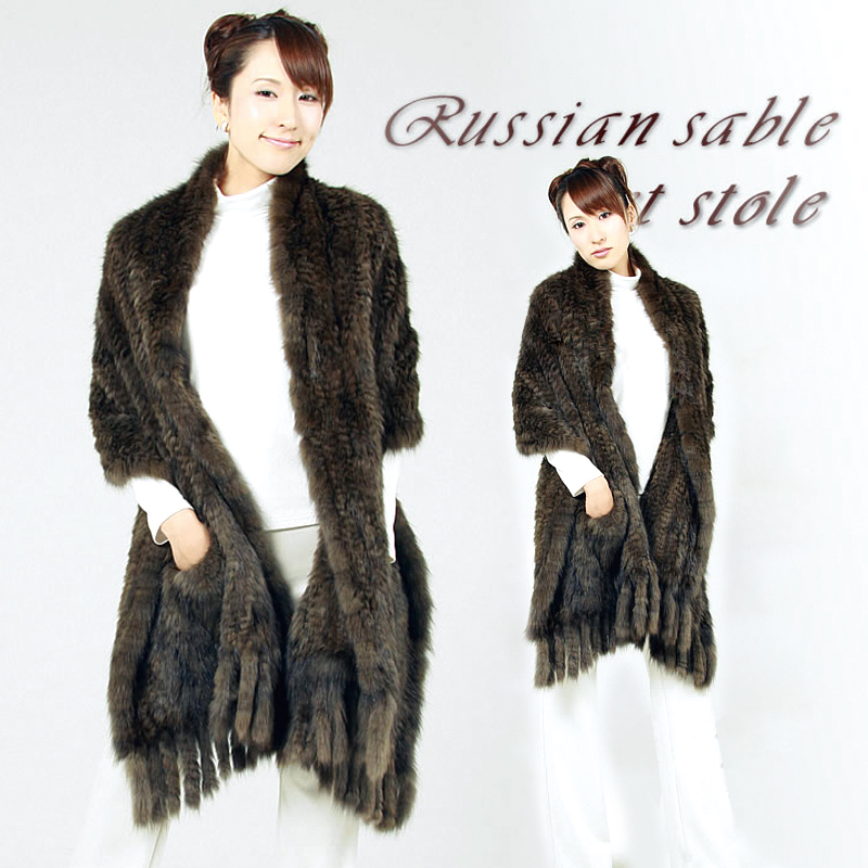 Women's luxury mink hair knitted fur large cape long scarf waistcoat cape