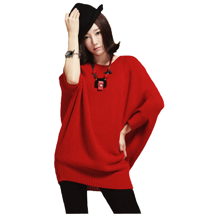 Women's medium-long batwing shirt sweater female basic shirt