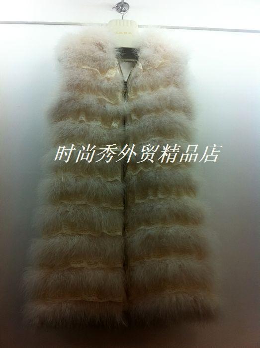 Women's medium-long hooded ostracods wool turkey wool lace fur vest fur vest