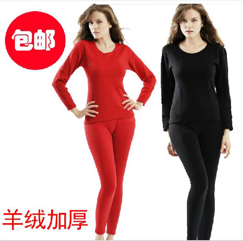 Women's modal thermal underwear thickening plus velvet set o-neck the elderly plus size plus size thermal