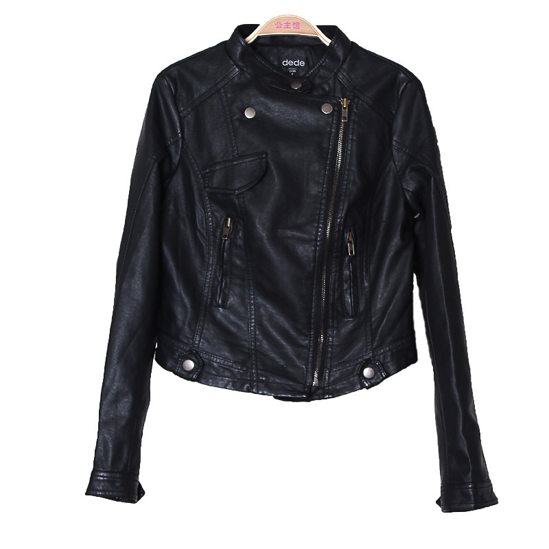 Women's motorcycle leather clothing female 2013 spring women's leather clothing outerwear female top