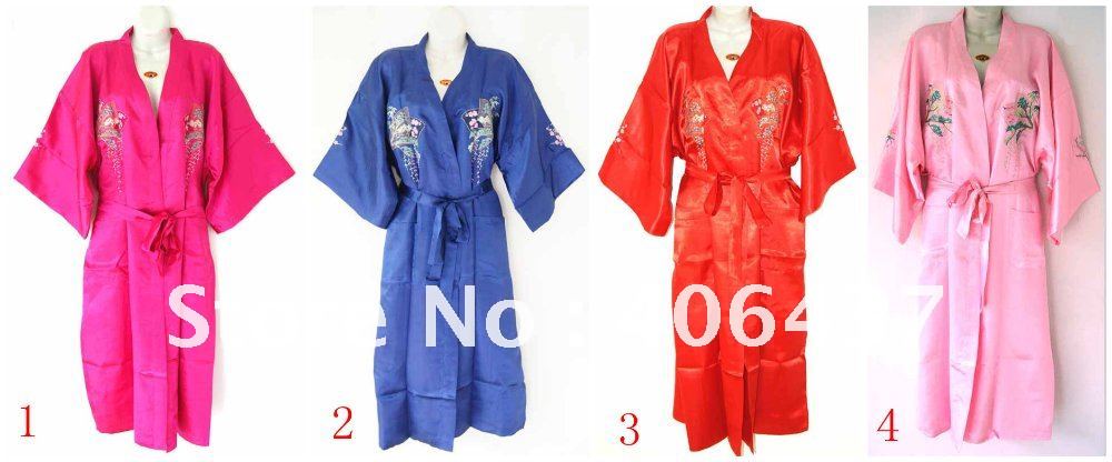 Women's Natural Silk Satin Pajamas Sleepwear for ladies Nightgown Robe Free Shipping