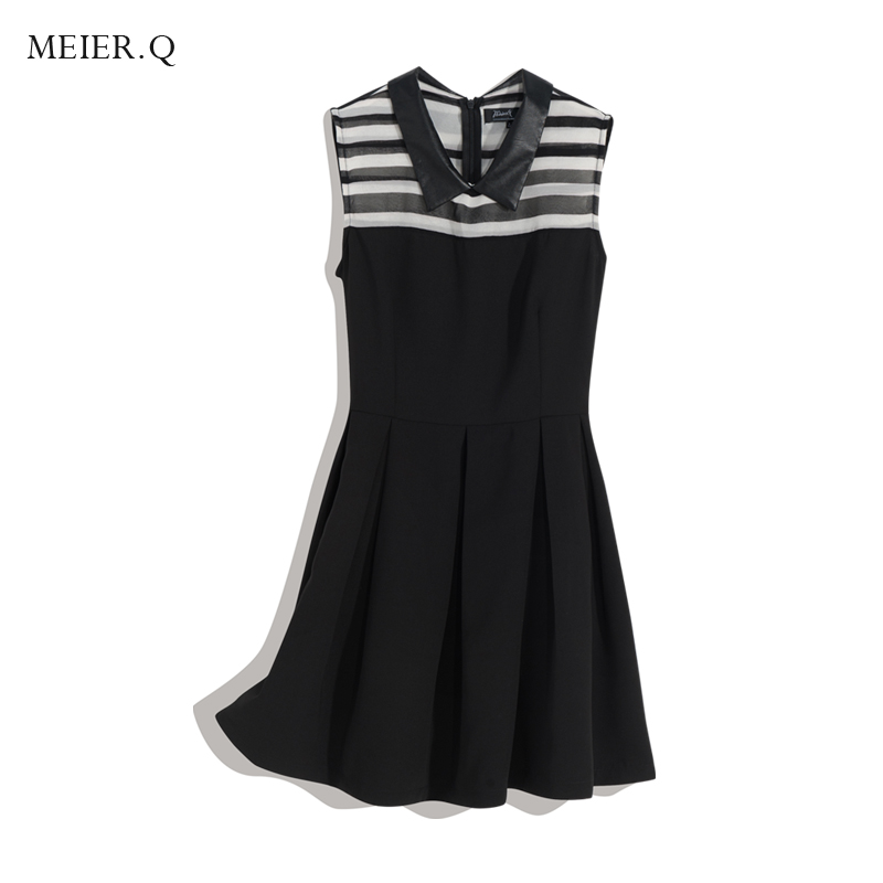 Women's New Arrival Sailors wind patchwork leather vest dress m580387