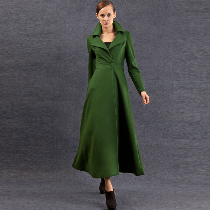 Women's new arrival slim long sleeve length solid color woolen overcoat fy-601