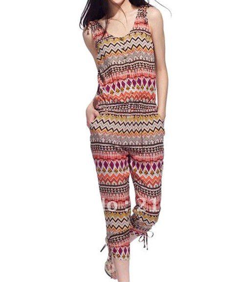 Women's new arrivals nationality printing jumpsuit