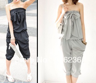 Women's New Fashion Chiffon Jumpsuit/ Front Double Pockets Women's Summer One-piece Trousers A1649