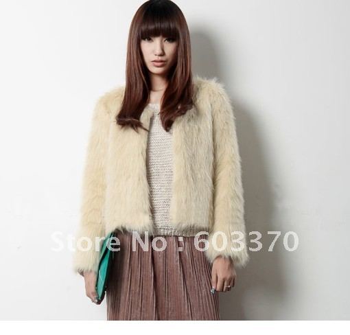 women's outerwear faux fur coat  solid color outerwear fashion wool over coat