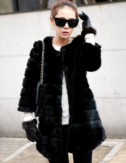 Women's outerwear high quality fur faux overcoat outerwear fashion outerwear