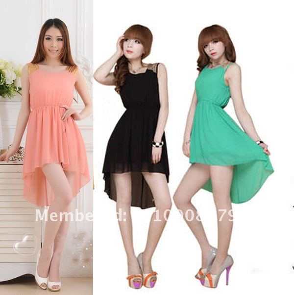 Women's Paillette Shoulder Slim Elegant Chiffon Casual Mini Vest Dress Free Shipping PP279