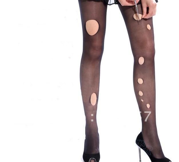 Women's Pantyhose Sockings 15D Arbitrarily cut can't be snagged Sexy Holes Ladies Tights Slim