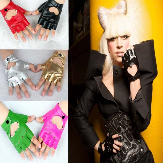 Women's peach gloves leather gloves star gloves fashion