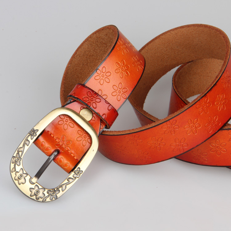 women's Plum buckle genuine leather belt ,Top level quality cowskin leather for all material