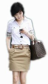 Women's professional set casual shirt short skirt belt