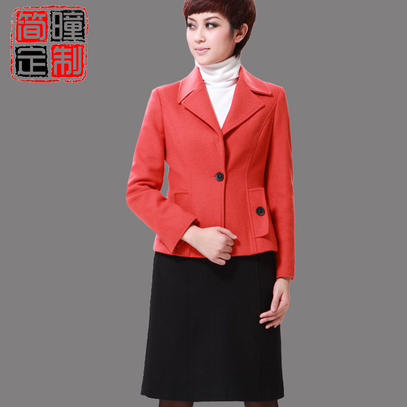 Women's professional set fashion skirt autumn and winter gentlewomen orange woolen plus size suit woolen set a055