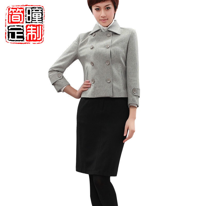 Women's professional set fashion skirt autumn and winter gentlewomen three quarter sleeve woolen short jacket half-length medium