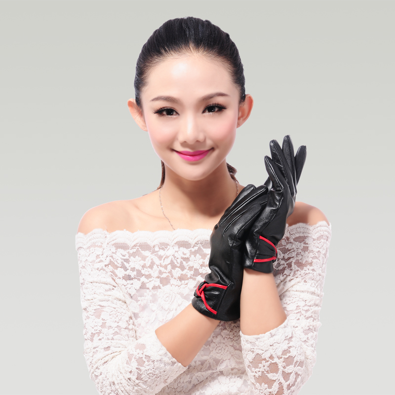 Women's quality genuine leather sheepskin gloves fashion brief paragraph 388 elegant butterfly