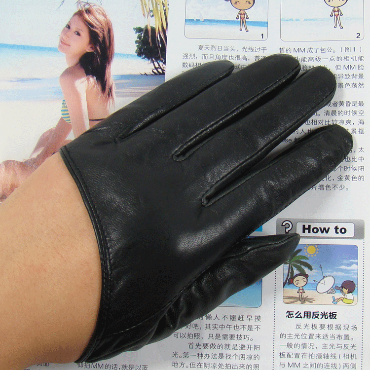 women's semi-finger gloves female sheepskin genuine leather gloves shriveled lucy refers to sheepskin