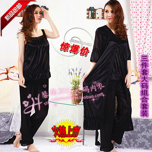 Women"s Sexy Lace Sleepwear Plus Size Autumn and Winter Viscose Set  Temptation Nightgown Free Shipping