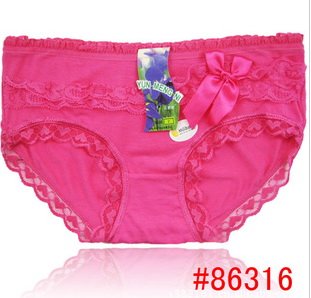 Women's sexy  lace underwears lacy  bow  panties  95%bamboo fiber briefs Size XL