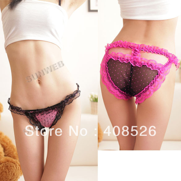 Women's Sexy Polka Dots Underwear Lace Briefs Panties Sexy Lingerie 4 colors free shipping 9245