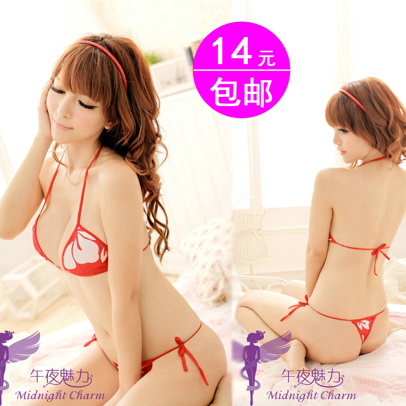 Women's sexy sleepwear transparent soft yarn spaghetti strap bikini underwear the temptation to set