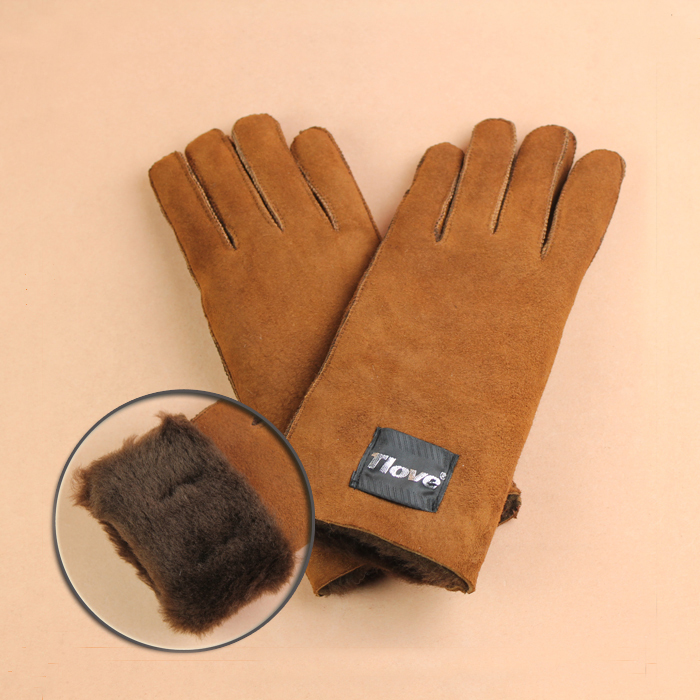 women's sheepskin genuine leather gloves women's thickening gloves winter fur one piece thermal