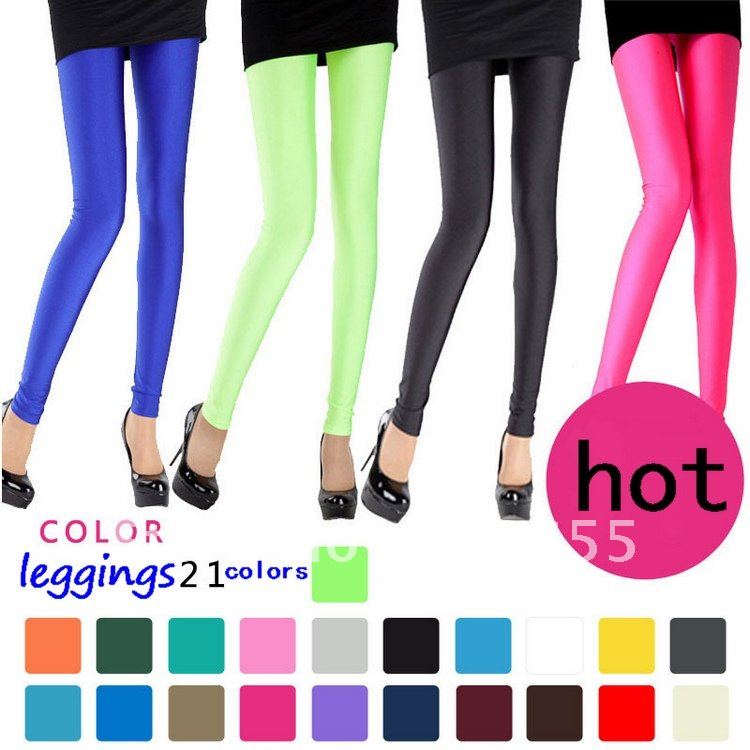 Women's shiny leggings,Women's Opaque Pantyhose Tights Stockings,Candy Color ,fluorescent legging