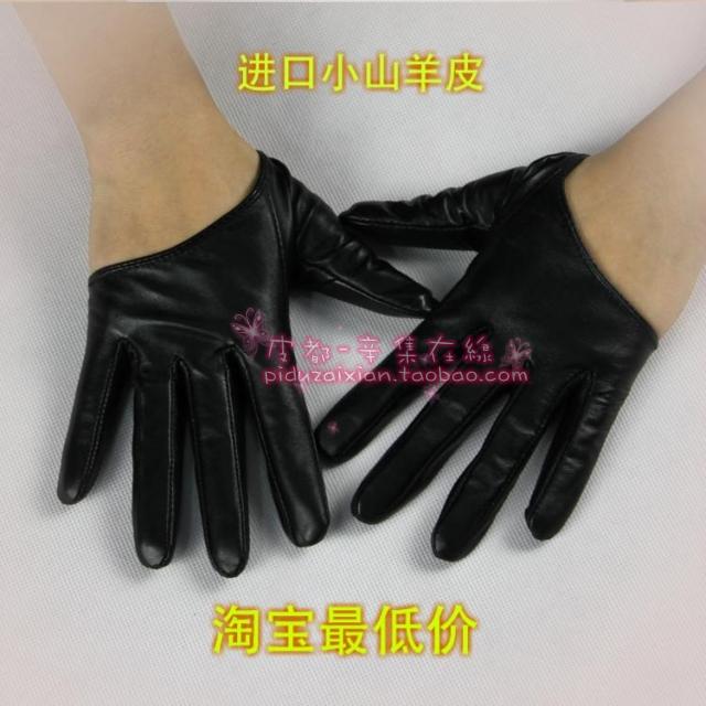 Women's short design suede gloves autumn and winter thin classic women's genuine leather gloves