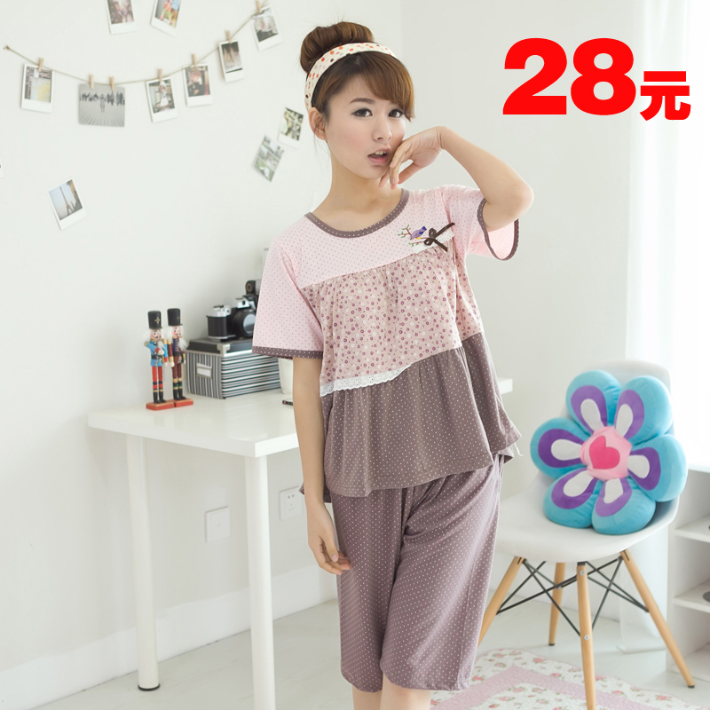 Women's short-sleeve shorts sleepwear spring and autumn